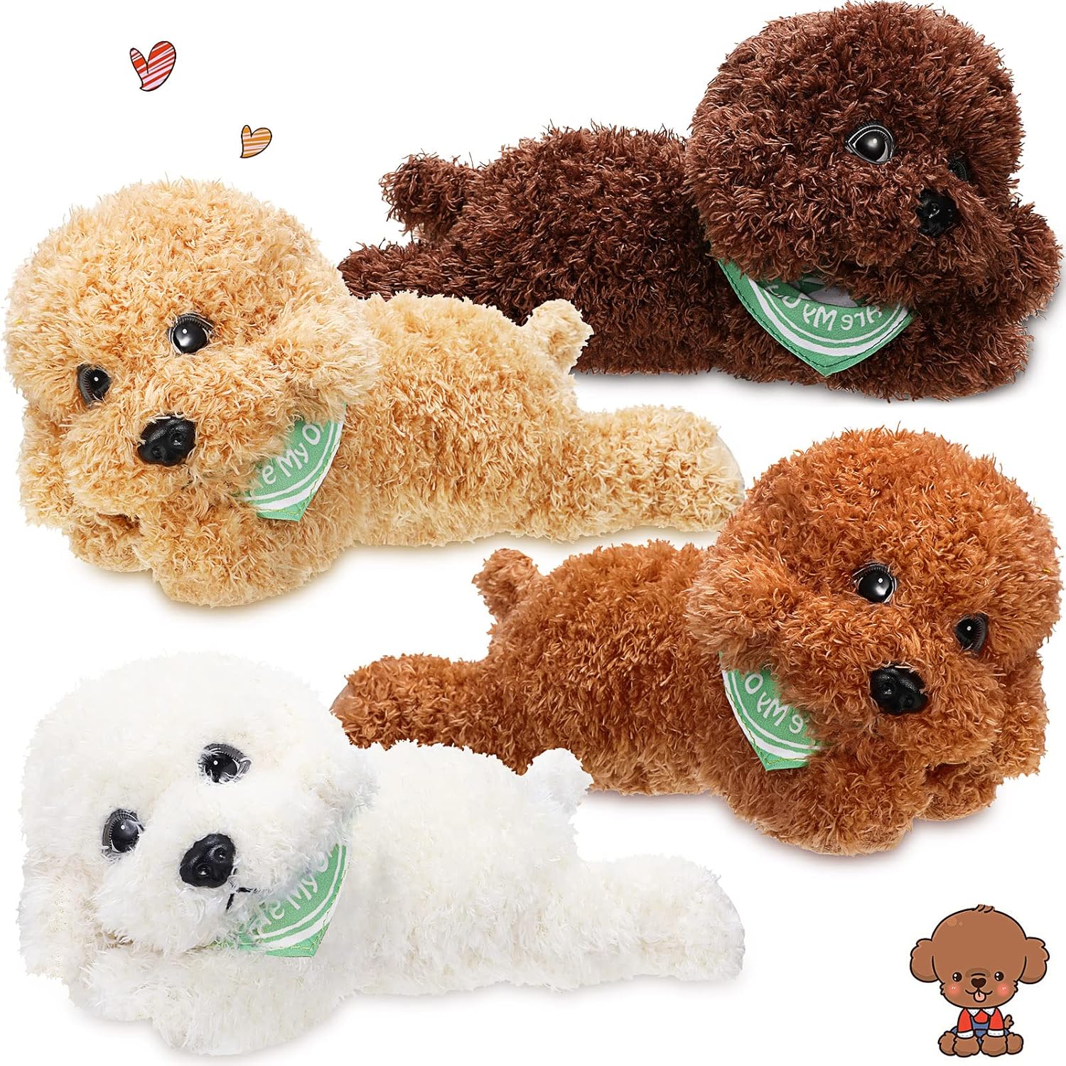4 Pieces Dog Stuffed Animal Dogs Plush Animals Colorful