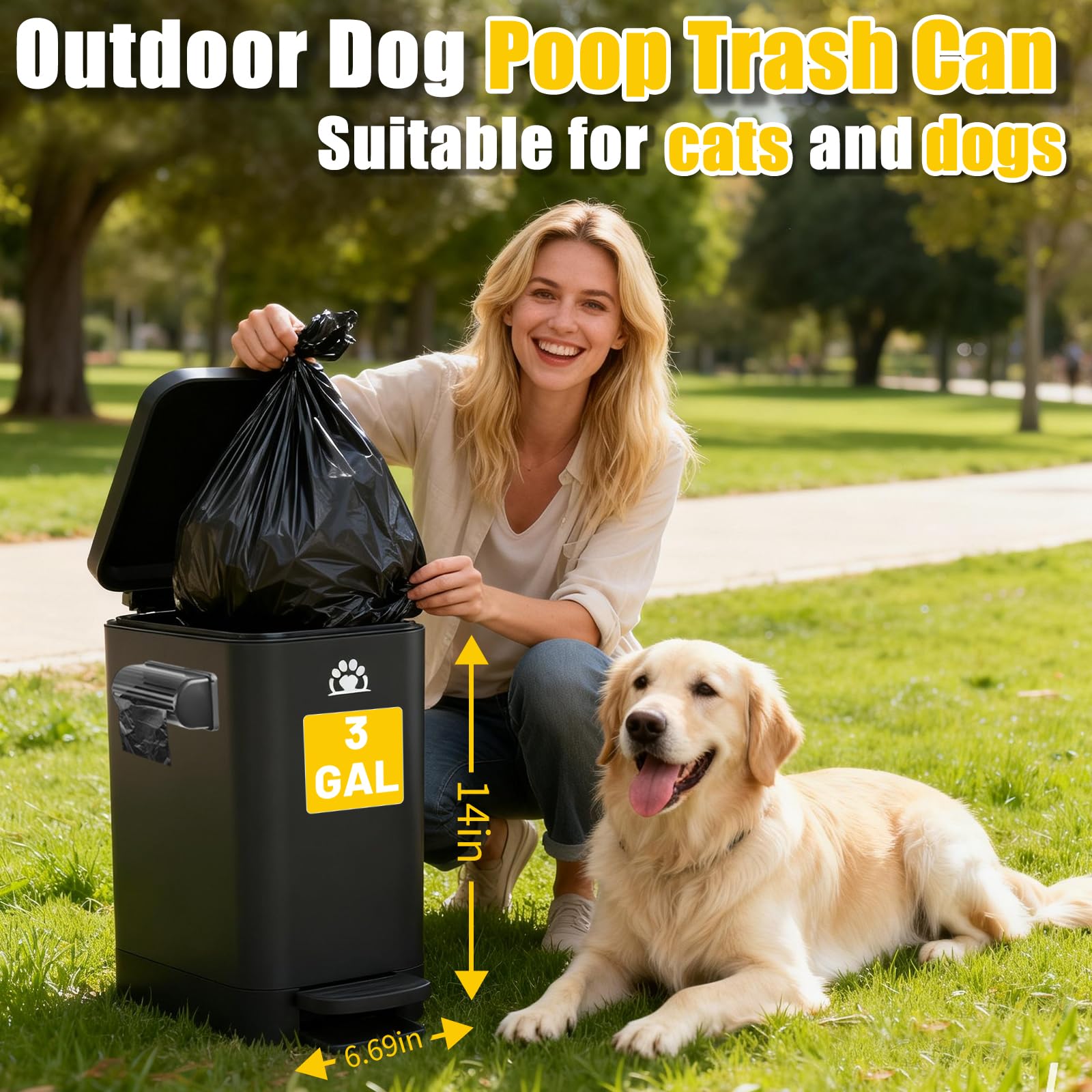 Dog Poop Trash Can - Outdoor & Odor Control -2 Dog Poop Trash Can - Outdoor & Odor Control -2