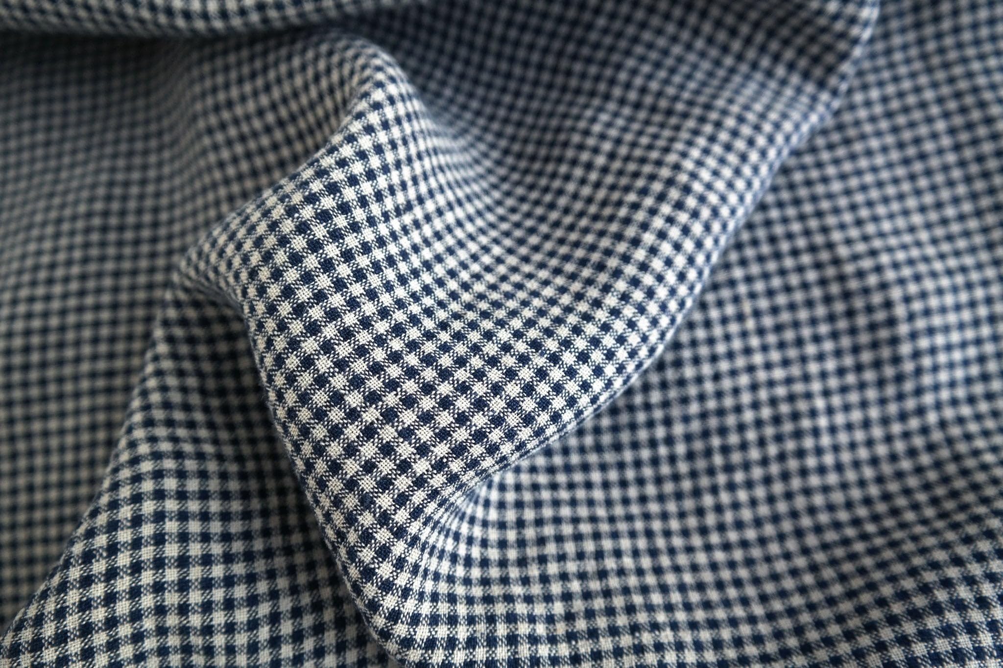 Navy Seersucker Gingham Check Linen Fabric | Classic Style Fabric - Perfect for Home Decor, Crafts & Apparel