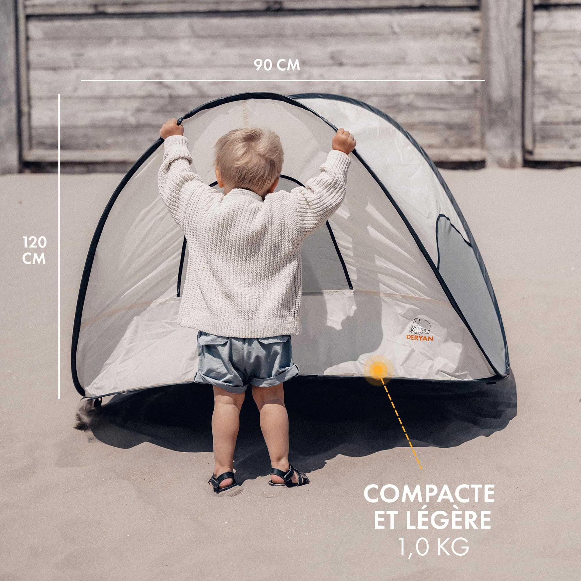 DERYAN Tente de Plage - Pop Up - Abris Anti UV - Parasol Enfant - Tente Anti UV bébé - 50% UV -Mise en Place en 2 Secondes - avec Sac de Transport