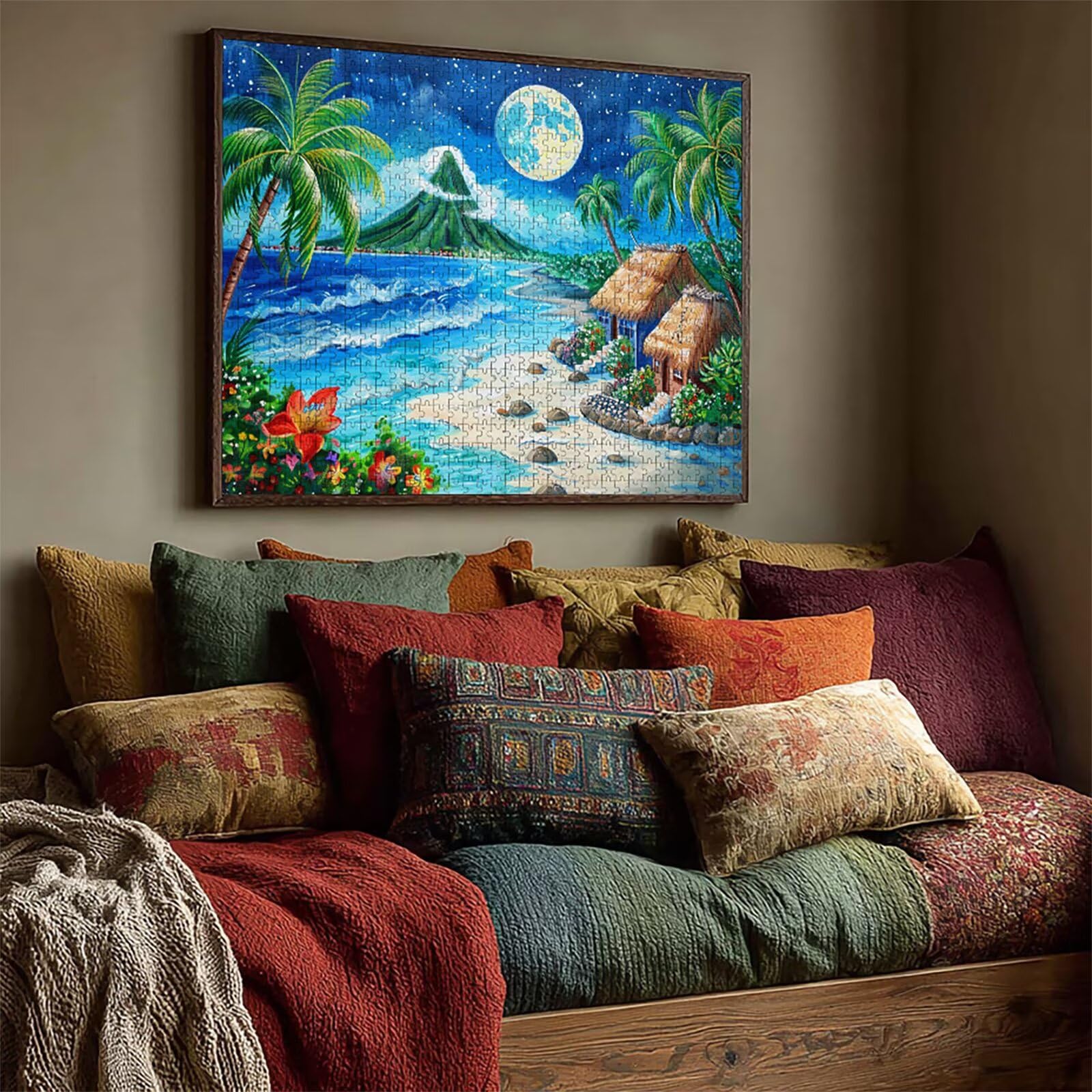 Puzzle 2000 elementów dla dorosłych, księżyc, drewniane puzzle, 99 x 71 cm, części ściśle do siebie pasują, dla mężczyzn, kobiet, starszych seniorów, relaks i odstresowanie, prezenty, dekoracja