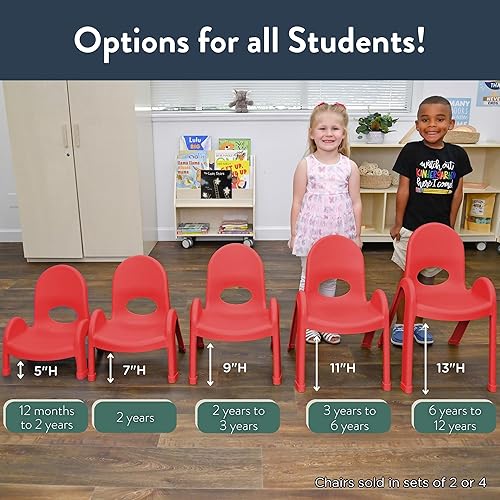 Miniatura 4 de Angeles Juego de 4 sillas apilables de 9 pulgadas (rojo manzana caramelo) (AB7709PR4)