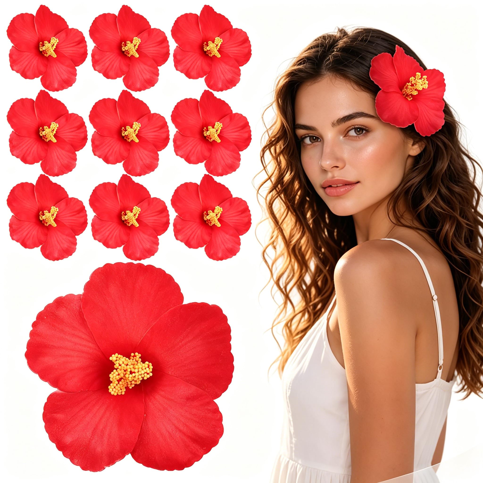 Fleurs d'hibiscus artificielles colorées et légères pour coiffure fille