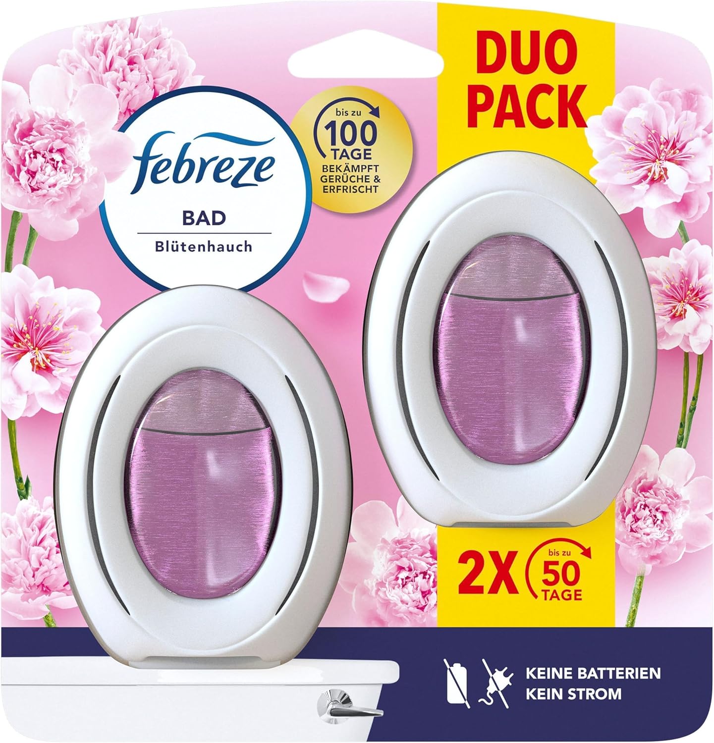 Febreze Lenor Blossom Breath Duo Bathroom Air Freshener Fragrance Plug for Continuous Odour Control and Prevention
