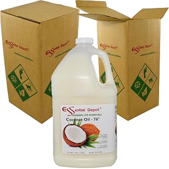Coconut Oil - 76F - 7 lb in a 1-gallon jug - No Scent/Odor - also called Coconut Butter - Food Grade - safety sealed HDPE container with resealable lid - microwave-safe remove foil seal, freezer-safe