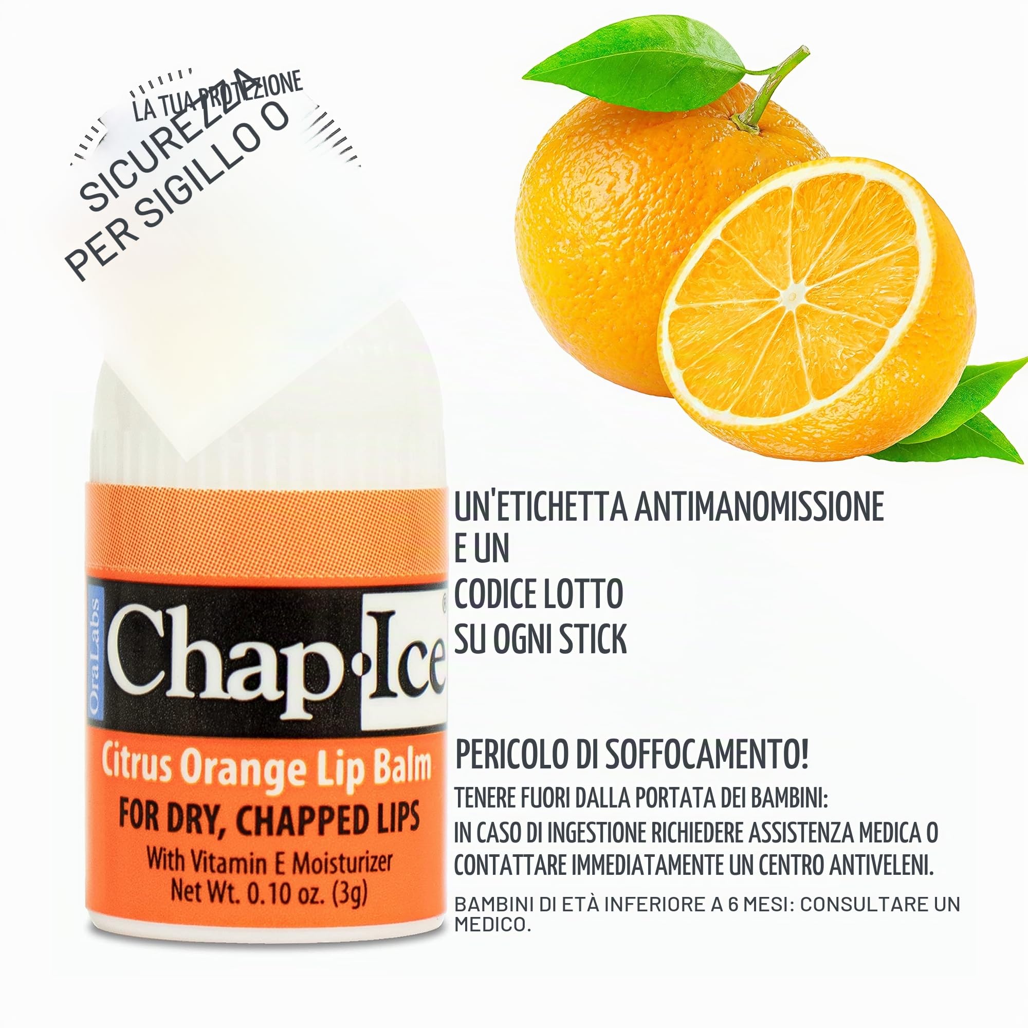 Chap-Ice Mini Lip Balm assortiti Sapori 50 Count Cherry, Citrus Orange, Kiwi Lime 1 pollice arancio,verde,rosso