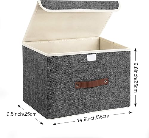 Miniatura 2 de TYEERS Cajas de almacenamiento plegables, lavables, contenedores de almacenamiento de tela con tapas para el hogar, dormitorio, armario, oficina,