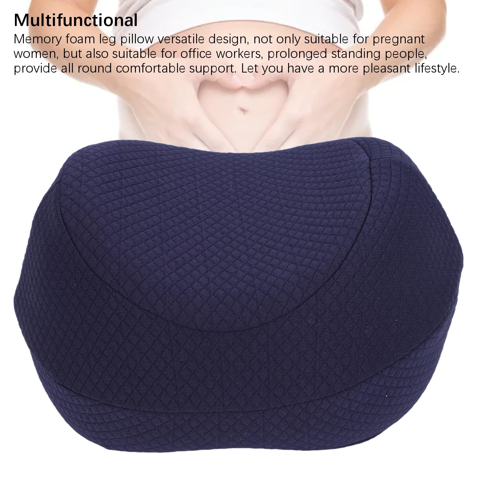 JAOCDOEN Between Legs Pillow Side Memory Foam Knee Pillow Removable Cover Washable Side Sleep Leg Cushion for Pregnancy Sciatica (Navy Blue)