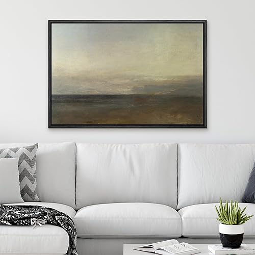 Miniatura 2 de SIGNLEADER Lienzo enmarcado para pared, paisaje pastel abstracto negro, naturaleza, ilustraciones de área silvestre, arte moderno, decorativo para