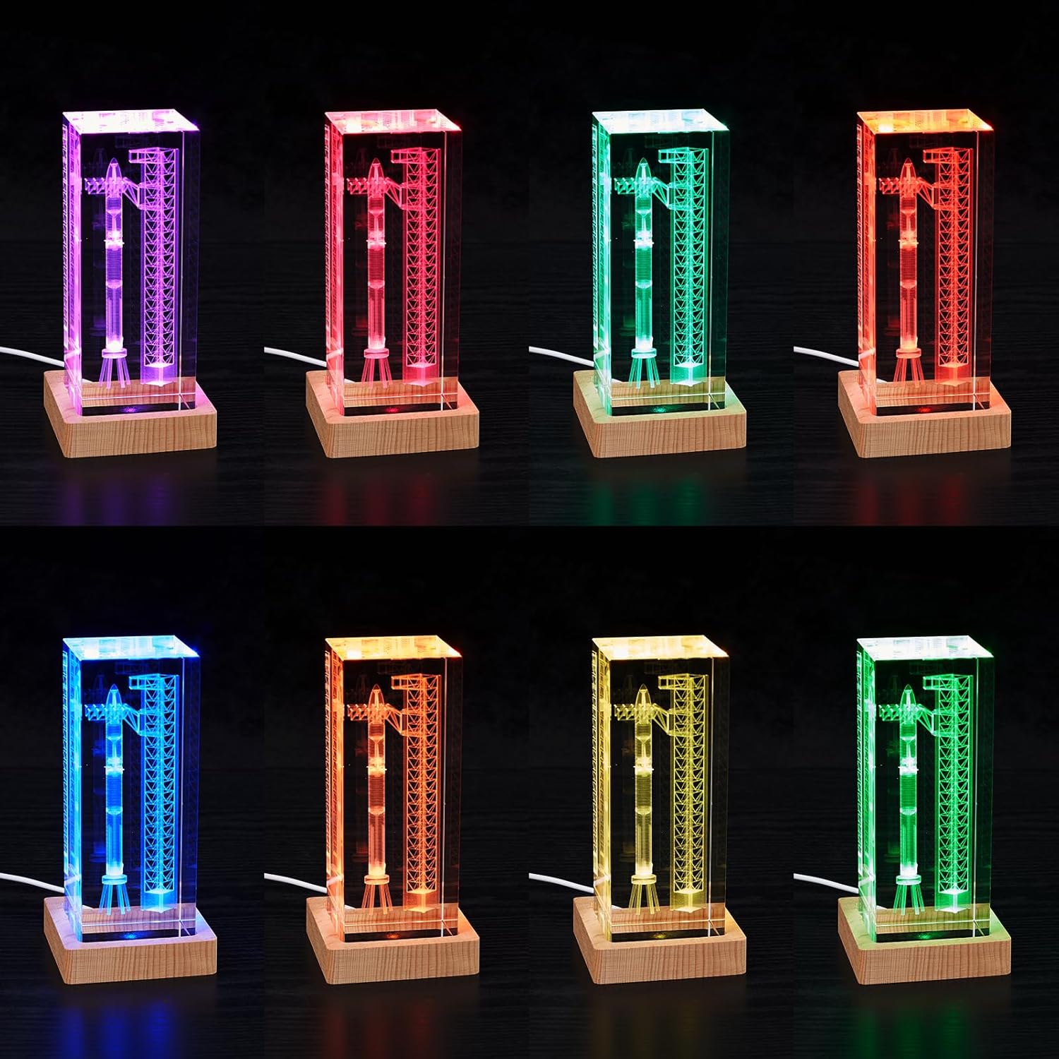 SpaceX Starship Collector's Crystal Lamp, 3D Laser-Etched Rocket Night Light, Ultimate Gift for Space Enthusiasts, Sci-Fi Fans & Mars Dreamers (Large)