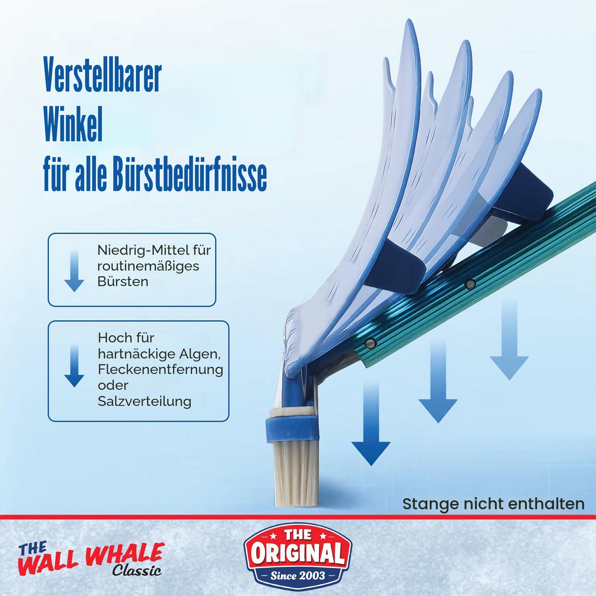 The Wall Whale Classic WW18Res Schwimmbadbürste, 45,7 cm, Blau