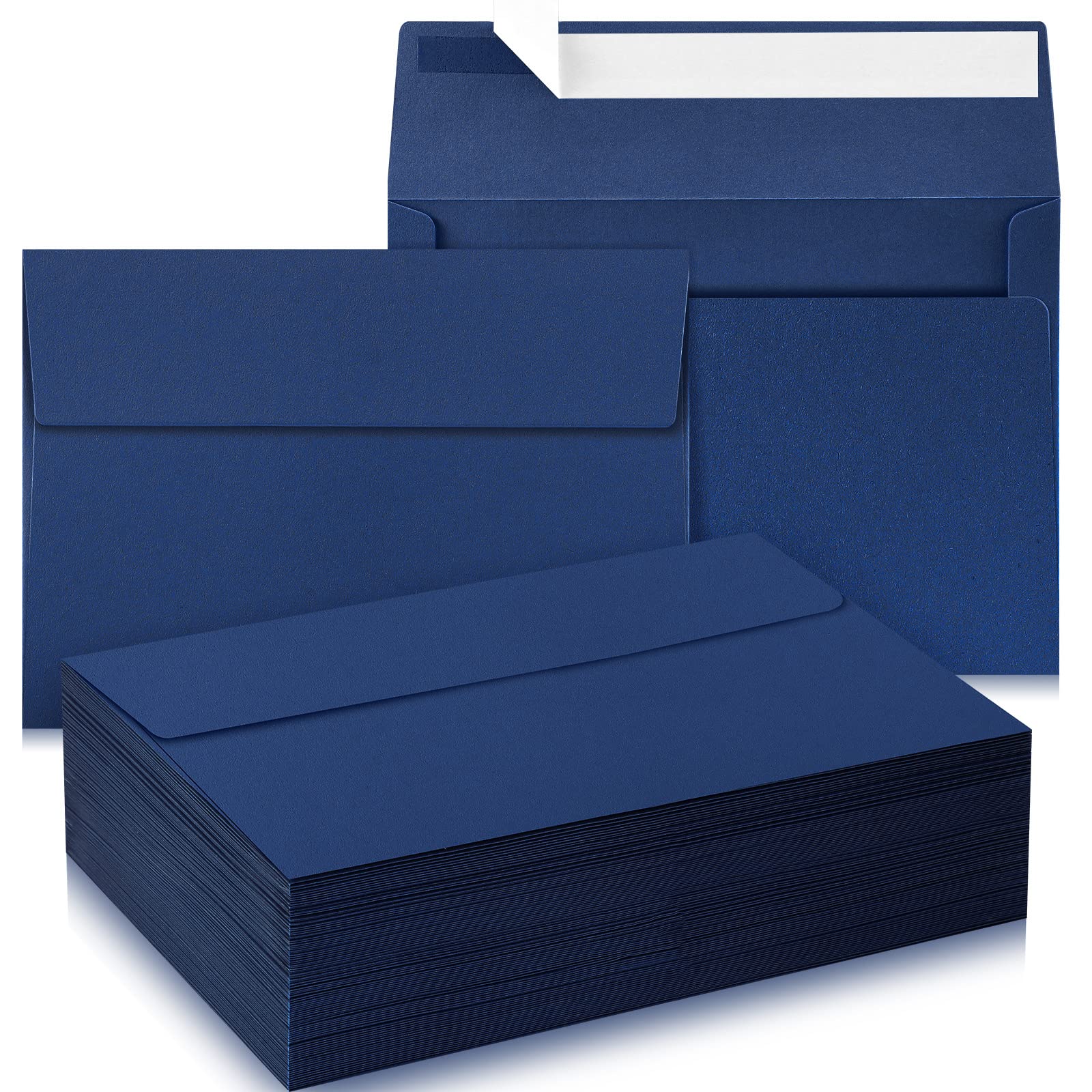 Harloon 100 Pcs A9 Invitation Envelopes 5.75 x 8.75 Inch Self Adhesive Wedding Invitation Envelopes Paper Greeting Card Envelope for Photos Letters Baby Shower Office 110 Gsm Paper(Navy Blue)