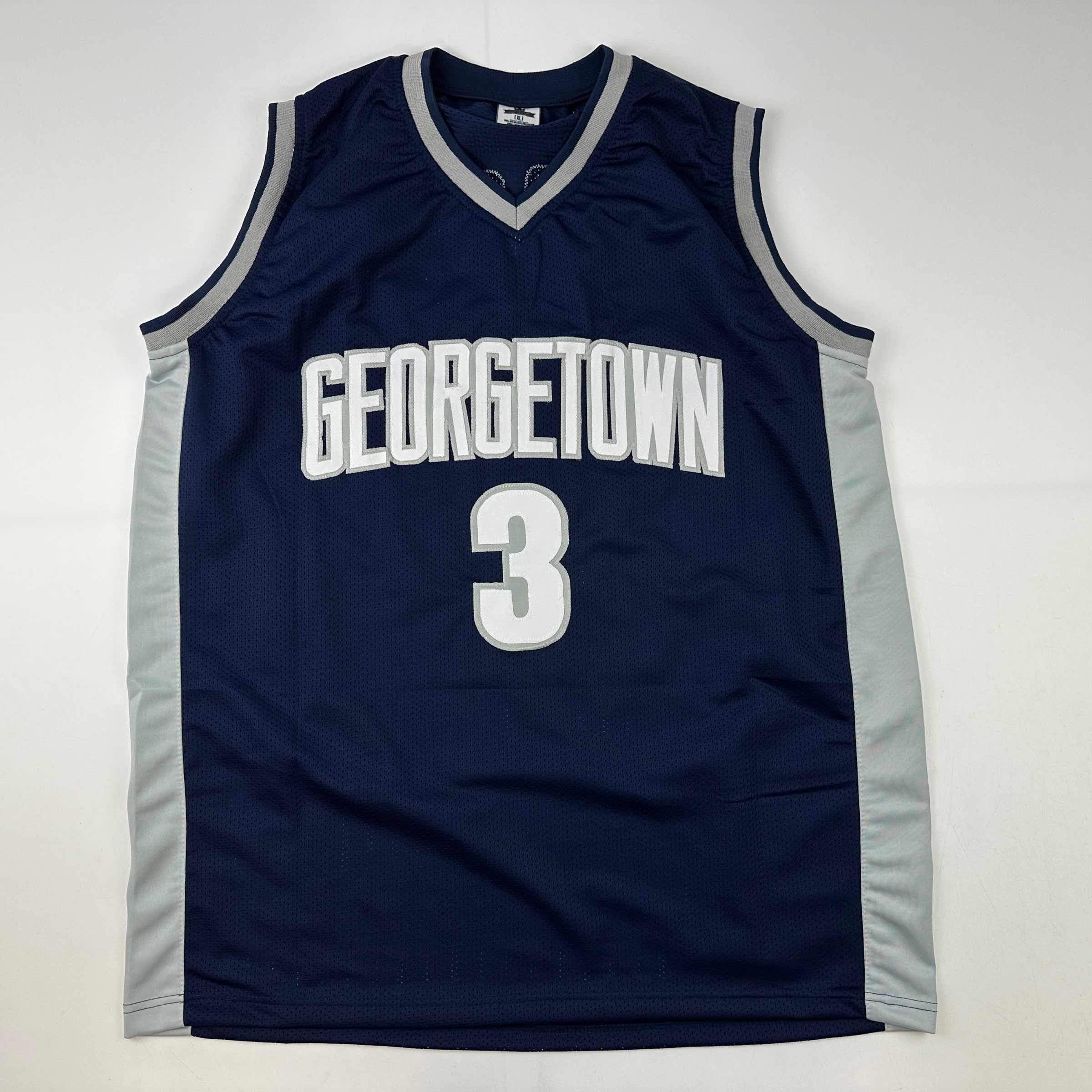 Autographed/Signed Allen Iverson Georgetown Blue College
