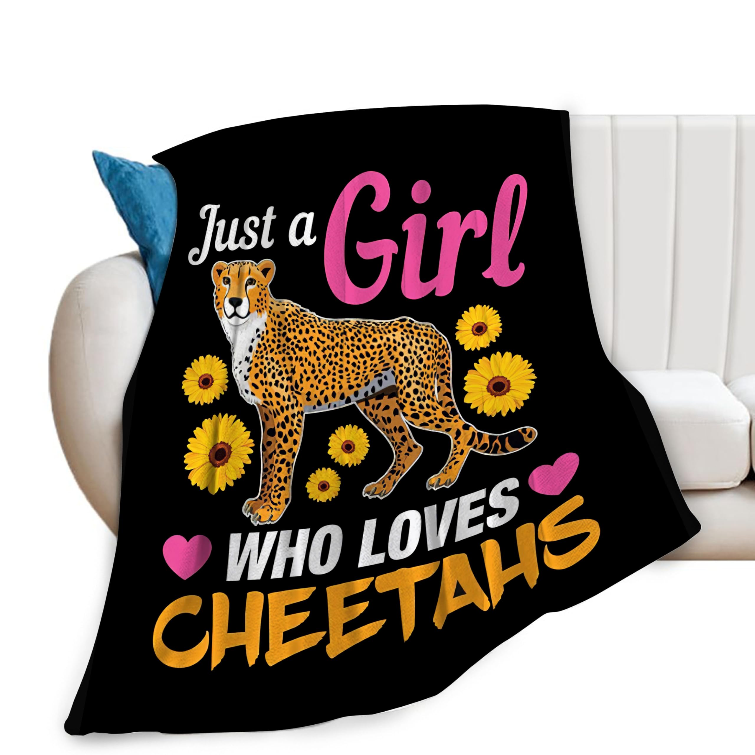 Just A Girl Who Love Cheetahs Blanket Cute Cheetahs Decor Throw Blanket Gifts for Girls Boys Super Warm Soft Plush Lightweight Fleece Flannel Blanket Couch Bedding Blanket for Kids Adult Women 40"x50"