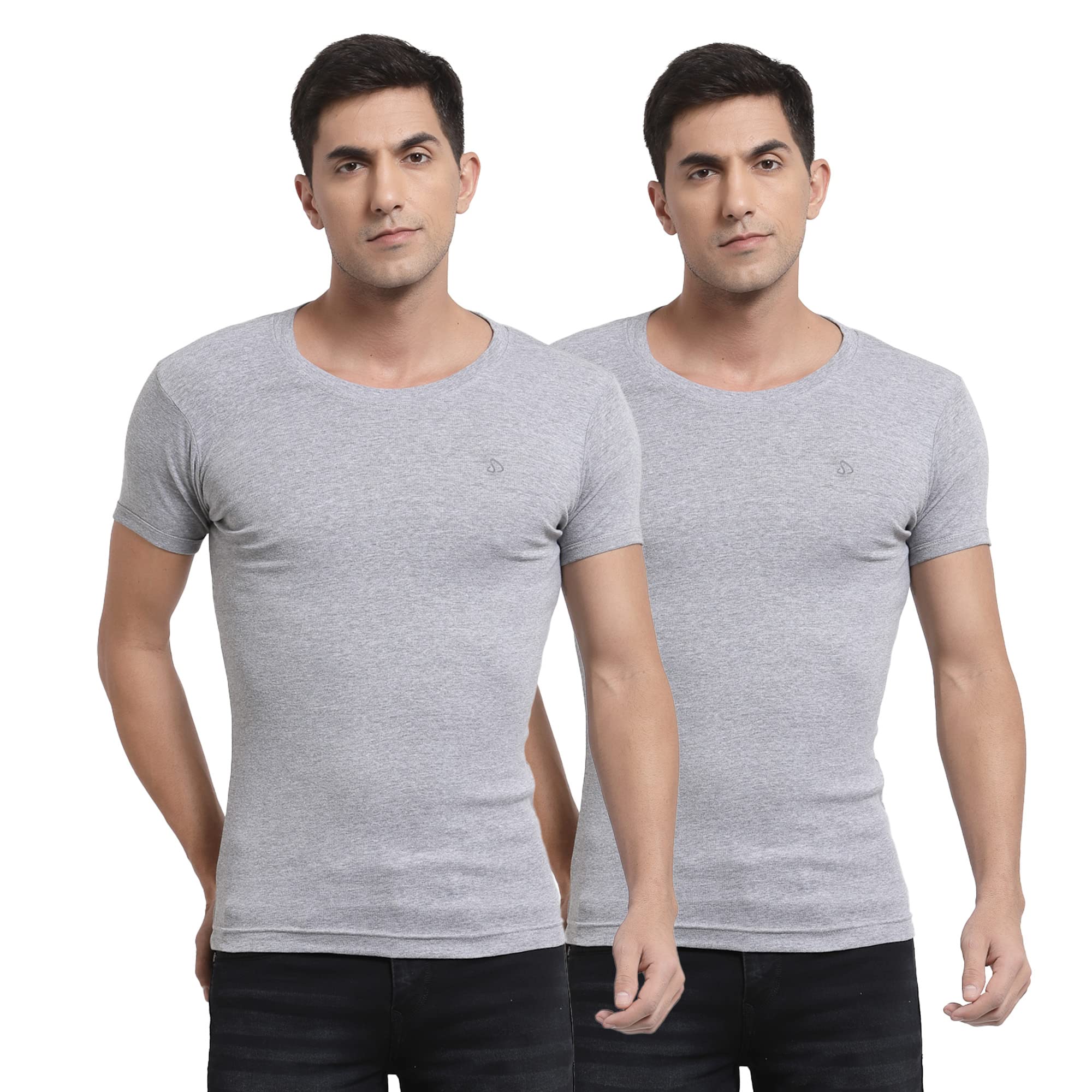 Men's Half Sleeve 100% Super-Combed Cotton Ribbed Vest/Undershirt (Combo Pack)