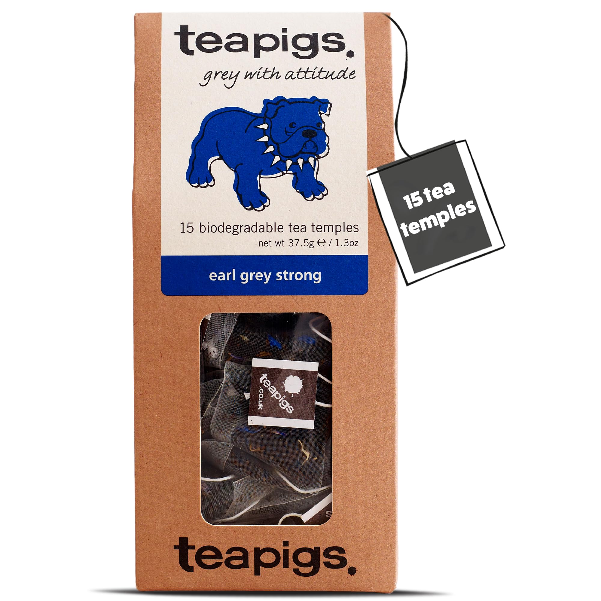 teapigs Earl Grey Strong Loose Leaf Tea Bags - Ceylon & Darjeeling Black Teas with Bergamot - Aromatic & Full-Flavoured - Caffeinated and Naturally Energising - 15 Biodegradable Tea Temples (1 Pack)