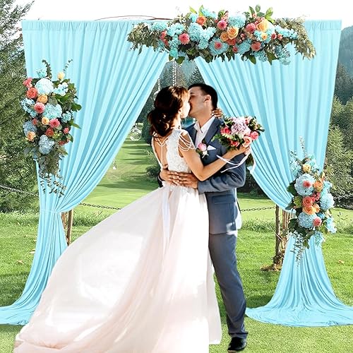 Miniatura 3 de Cortina de fondo azul claro de 10 x 7 pies para fiestas, cortinas de fondo para sesión de fotos, cumpleaños, bodas, día de San Valentín, Mardi Gras,