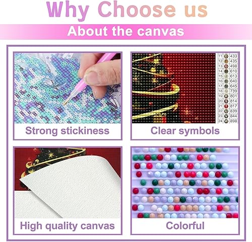 Miniatura 9 de Kits de pintura de diamantes para adultos, bonito muñeco de nieve, 5D DIY Feliz Navidad, kit de taladro redondo completo de puntos de diamante con