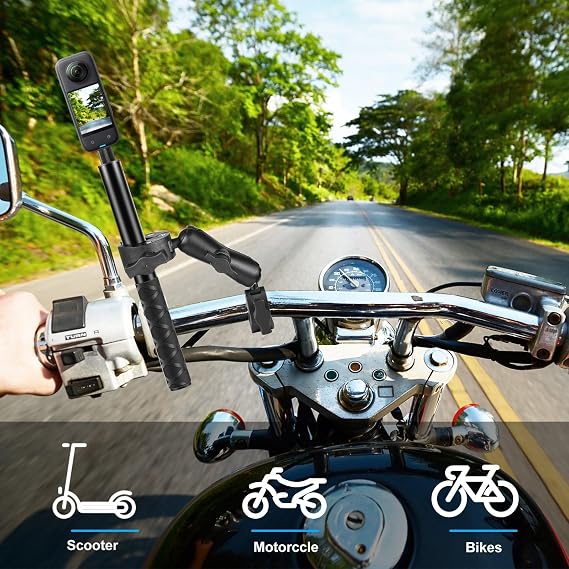 Double Mount Clamp for Action Camera, PULUZ Super Clamp Adapter Double Head Multifunction Holder for Motorcycle, Photography Light Fixture Bracket,Umbrella,Selfie Stick,Reflector