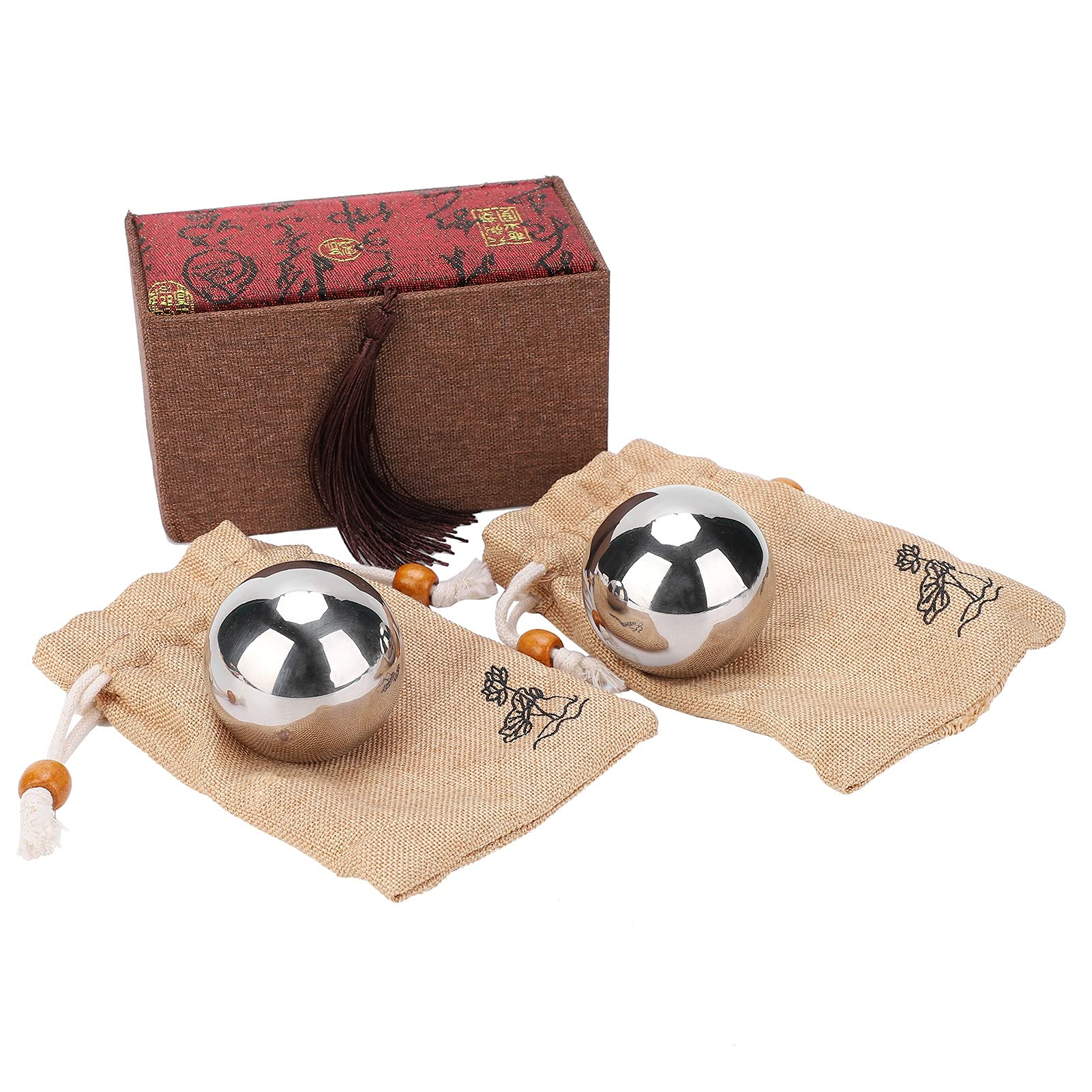 2 Pelotas Chinas para la Salud, Acero Inoxidable 304, 50 Mm de Diámetro, Pelotas de Masaje para Ejercicios, Entrenamiento de Fuerza y ​​rehabilitación.