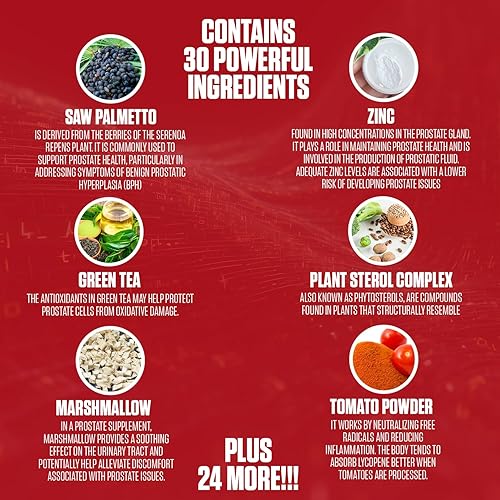 Miniatura 4 de Prostate Pro Plus 30 ingredientes  Suplemento de apoyo para la próstata #1 + Saw Palmetto, Reishi, selenio + 27 más  para hombres para mejorar la