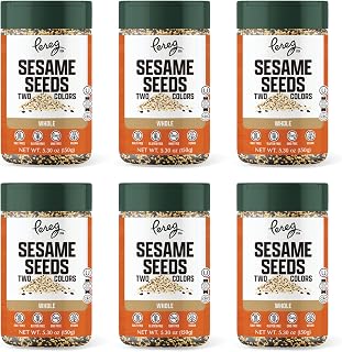 Pereg Black & White Sesame Seeds - (5.3 Oz x 6 Pack) - Unhulled & Raw Sesame Seeds - Crunchy & Nutty Flavor - Keto Friendly - Vegan - Non-GMO - Kosher Certified