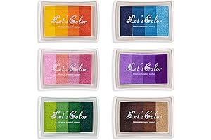 Craft Ink Pad Set with 6 DIY Washable Stamp Pads for Kids,...