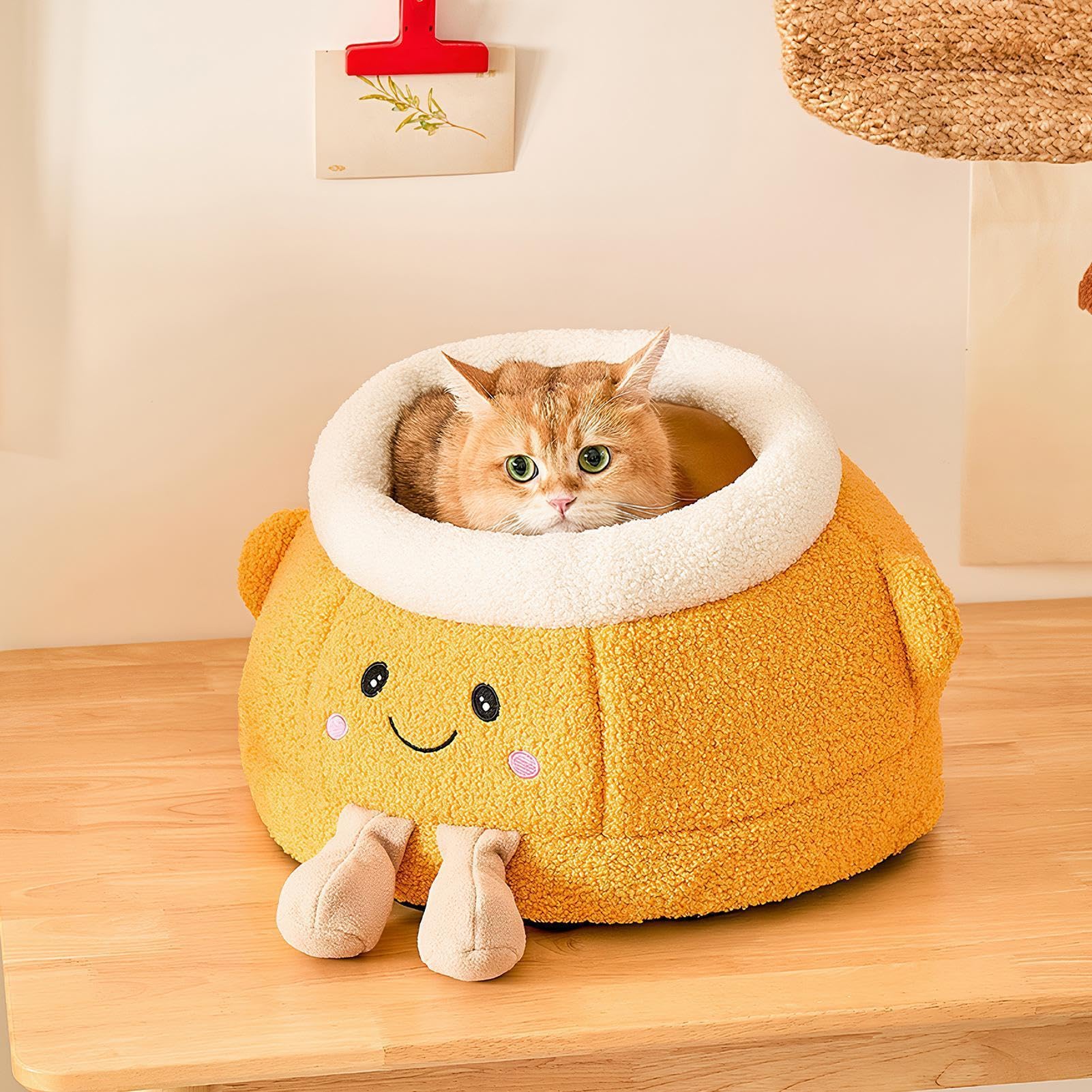 Cama Cerrada Gatos Suministros Para Perros Lindos Y De Naranja Cálido | Cama Cueva Para Gatos Para Exteriores Invierno Viaje Coche Camping Escritorio Mesilla Ventana Sillón Sofá Habitación