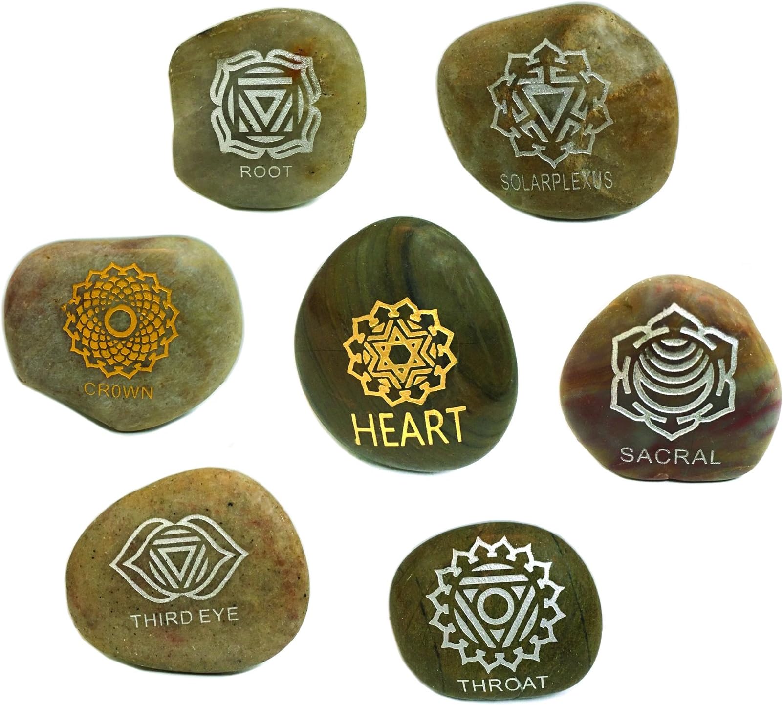 River Stone Magnets Chakras 7-Pack (Crown, Third Eye, Throat, Heart, Solar Plexus, Sacral, Root)