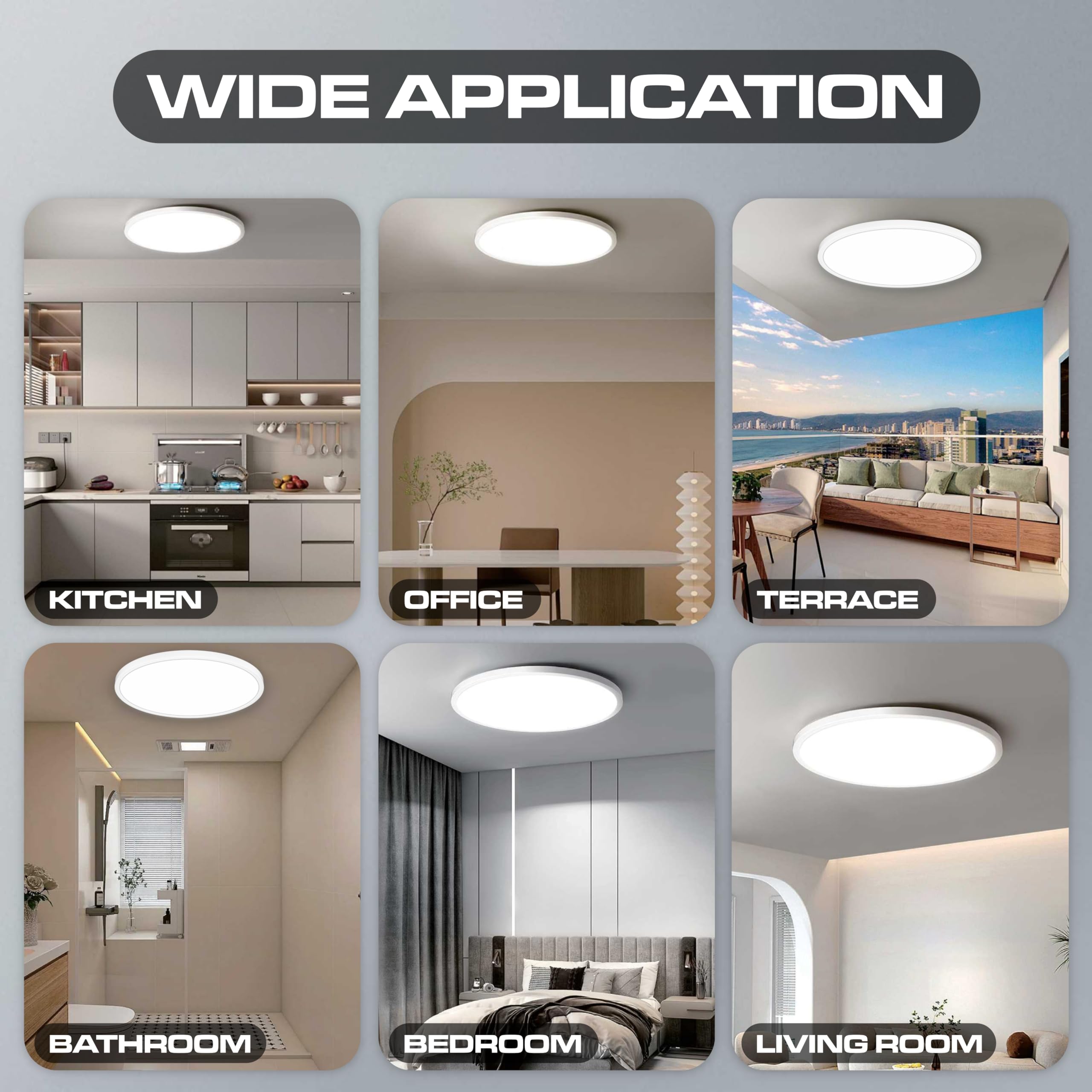 CLAR - Deckenleuchte Wohnzimmer, Schlafzimmer, 40 CM Rund, LED, Kaltweiß 6000K, 40W (Pack 2)