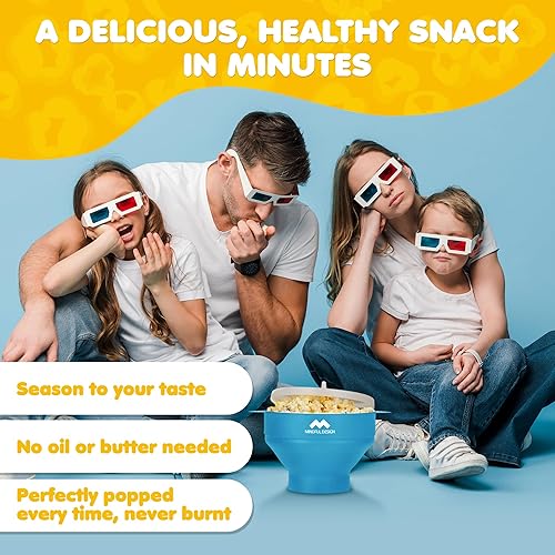 Miniatura 2 de The Original Mindful Design - Popcorn Popper para microondas, cuenco de silicona, sin BPA y apto para lavavajillas (azul claro)