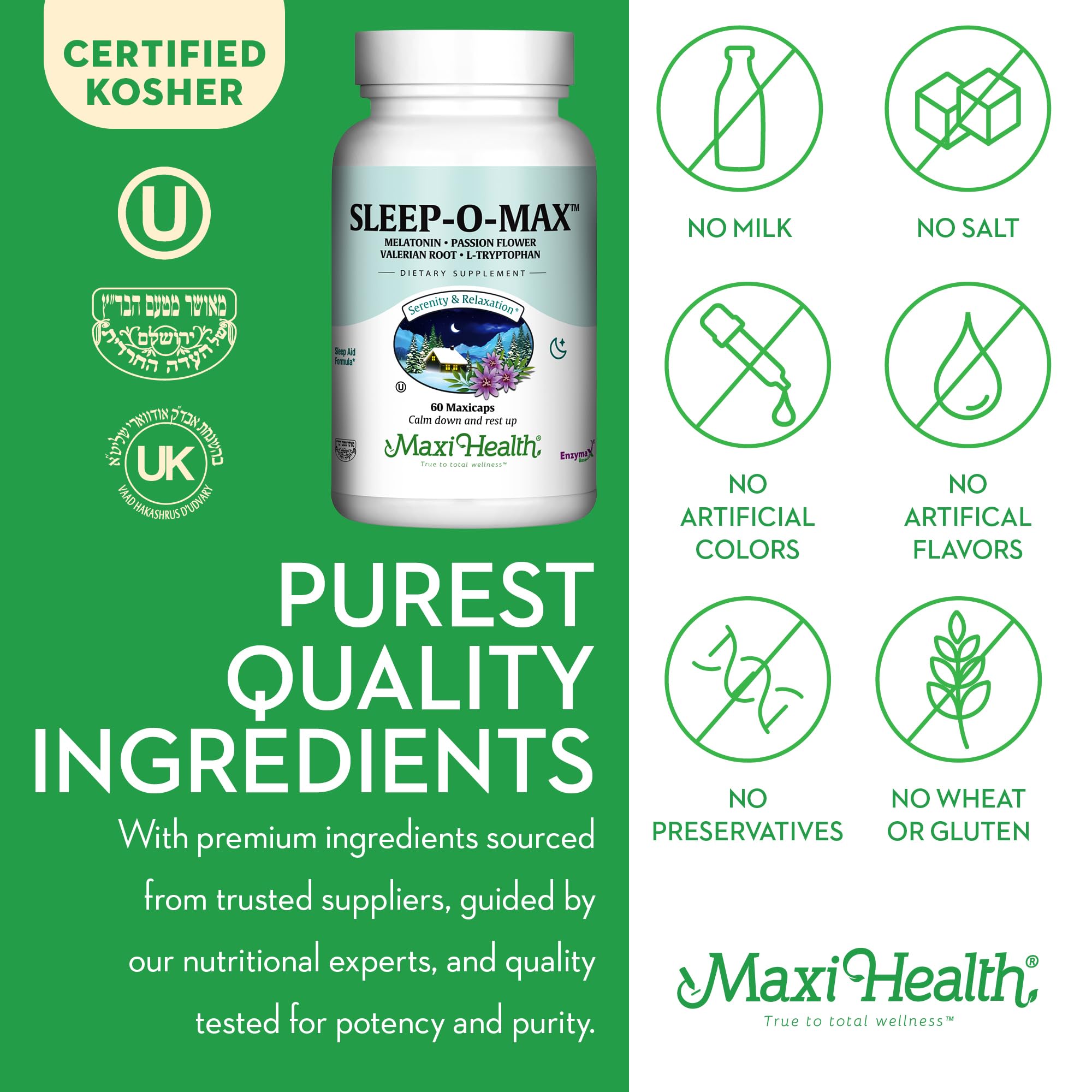 Maxi Health® Sleep Aid with Melatonin 3mg & Valerian Root (60 Capsules) — Amazon image 6