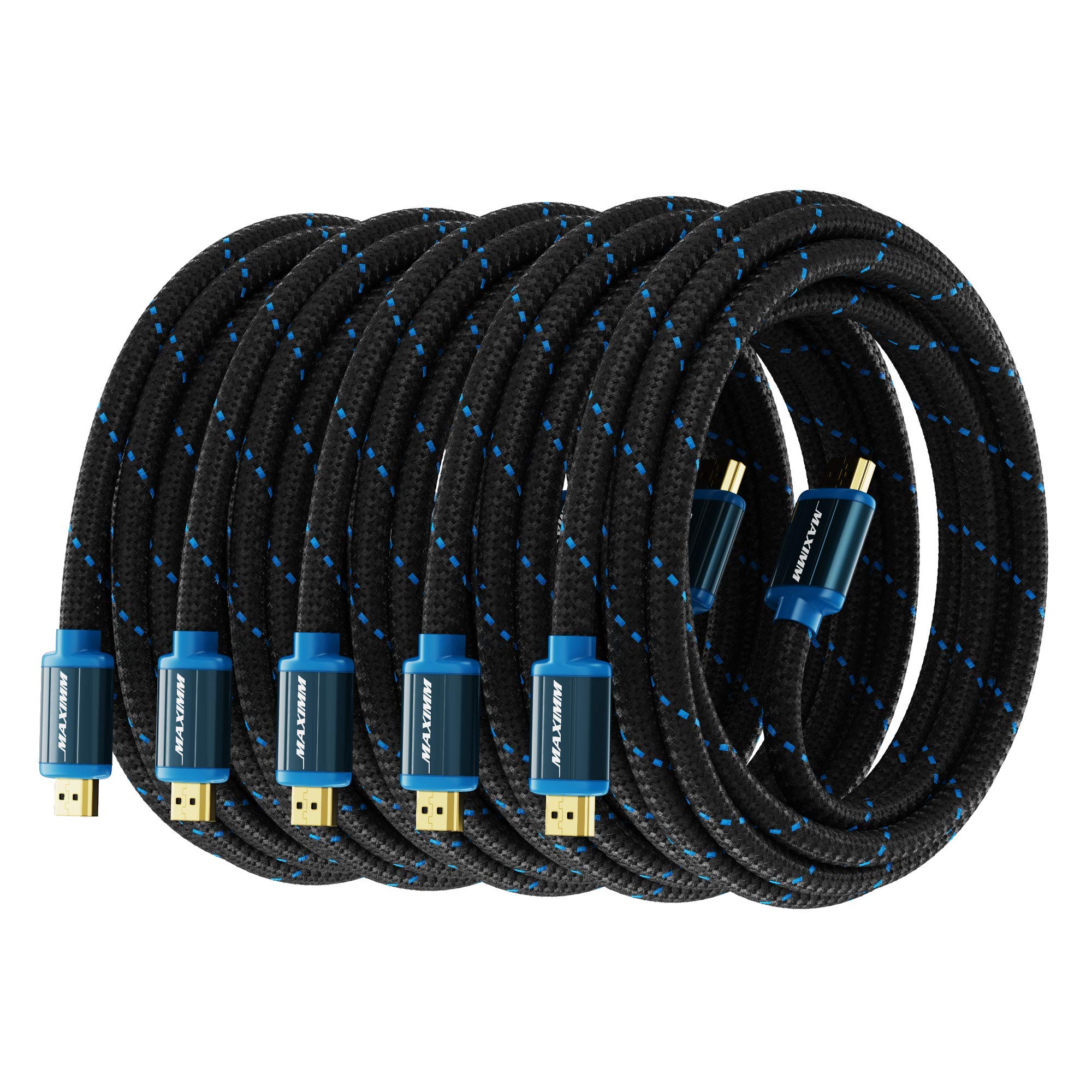 Maximm - Cable HDMI 2.0 4K de alta velocidad (incluye pinzas de cable, bridas y adaptador de ángulo recto) disponible en varios tamaños y paquetes