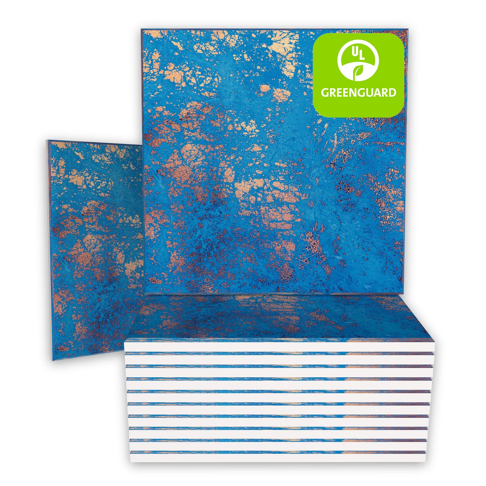 BUBOS 12 Pack Acoustic Panels 12X12X0.4 Sound Proof Padding, High Density Sound Absorbing Panels, Acoustic Absorption Panel for Acoustic Treatment and Wall Decoration (Blue gold marble)