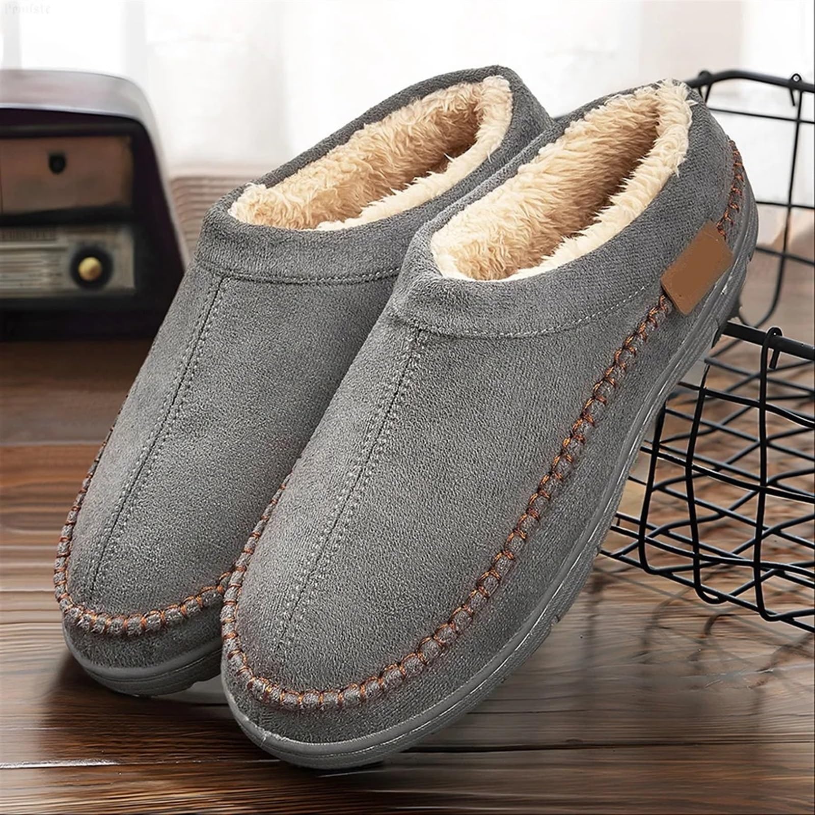 Pantofole da uomo in cotone Pantofole da uomo Home Peluche Memory Foam Scarpe casa calde invernali morbide for interni/esterni