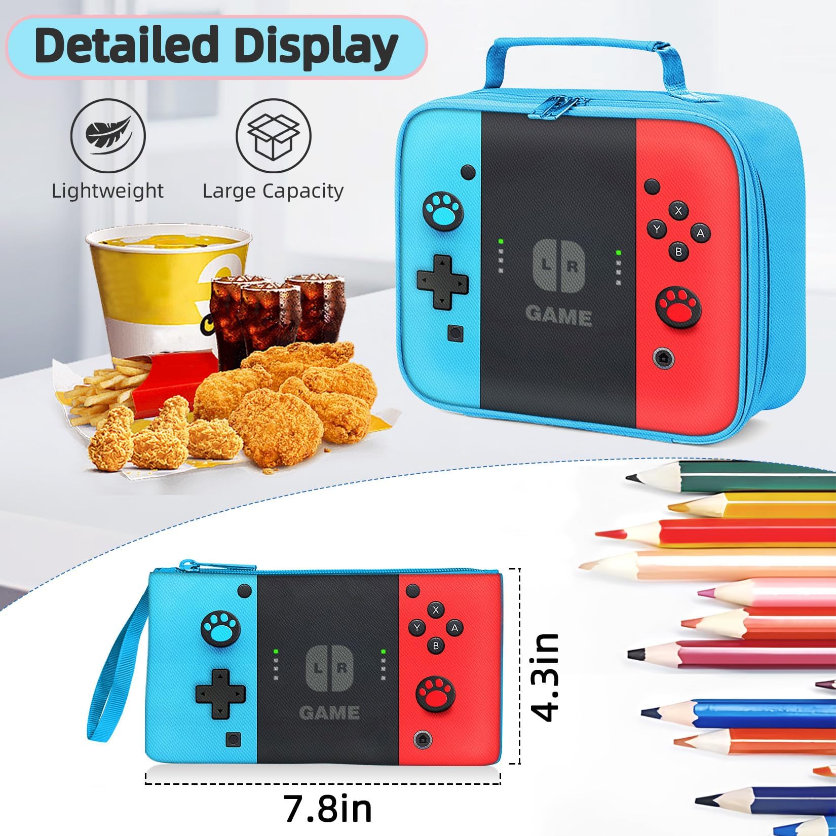 TILYTADLY Zaino scuola per ragazzi – Zaino gamer per scuola media elementare Bookbag, Set zaino rosso-blu, 17.3"x6.7"x12.2", moderno