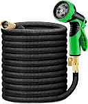 Garden Hose 150FT, Expandable Hose Flexible Lightweight Water Hose with 9 Function Nozzle Sprayer Expanding Durable Hose with 3/4 Inch Fittings No-Kink, Black and Green