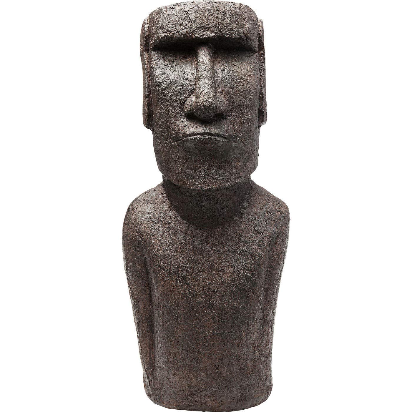 Kare Design figura decorativa Easter Island, marrone, ceramica, fatto a mano, figura decorativa per pavimento, decorazione casa etno, 60x25x20cm (A/L/P)