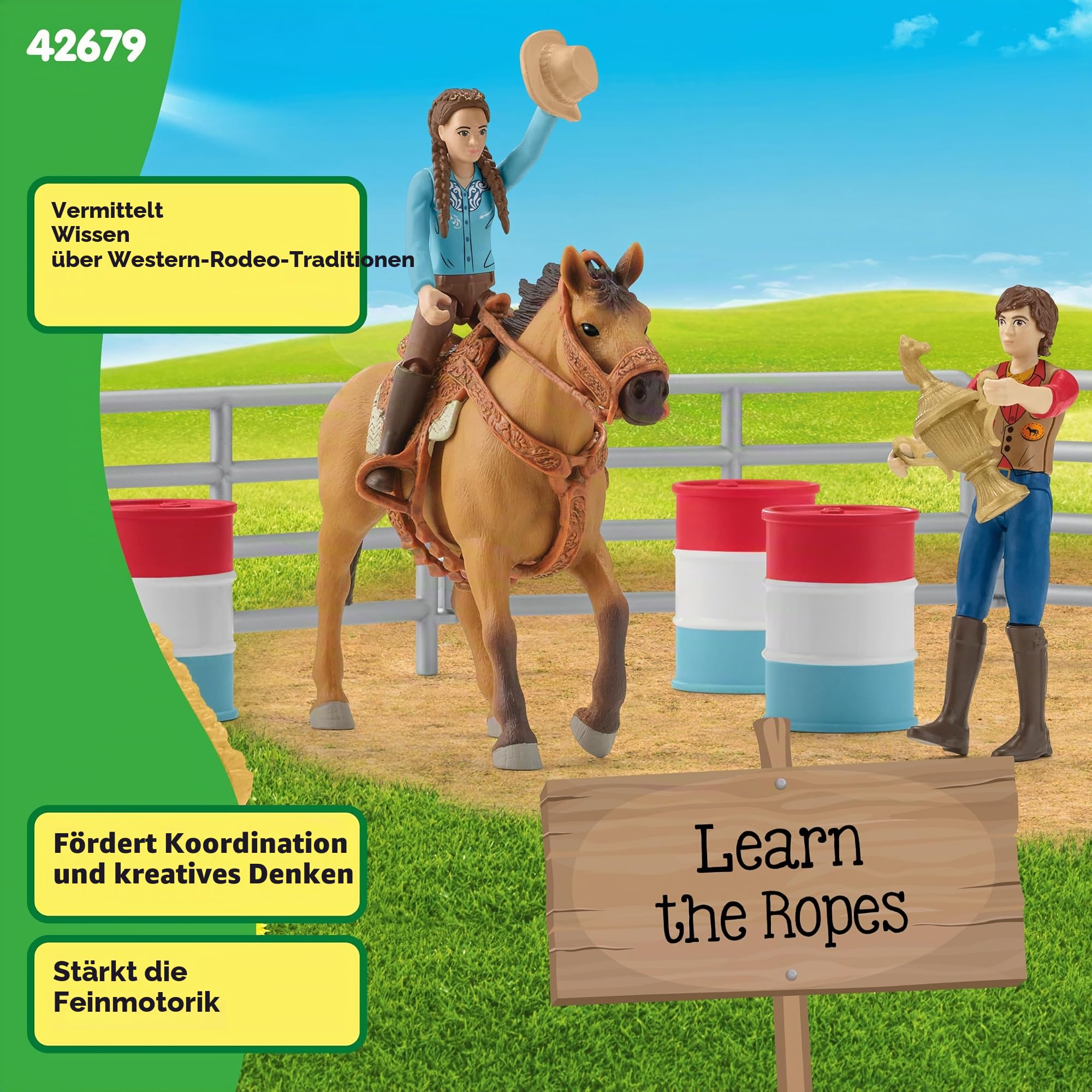 schleich FARM WORLD | Rodeo Show 42679 | Spielset ab 3 Jahren | 48 Teile | Set mit Figuren, vielen Funktionen und zahlreichem Zubehör | schleich Bauernhof Spielfigur | Geschenk für Jungen und Mädchen