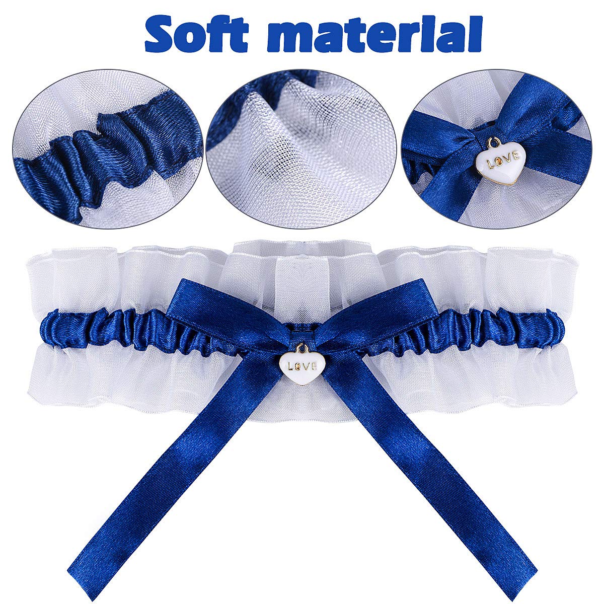 Dadabig 1 Pcs Giarrettiere di Pizzo Reggicalze da Sposa in Pizzo per Donna Reggicalze da Sposa in Pizzo per Donna da Sposa Fasce Cosce Pizzo Giarrettiera da Sposa Nuziale con Colore Blu