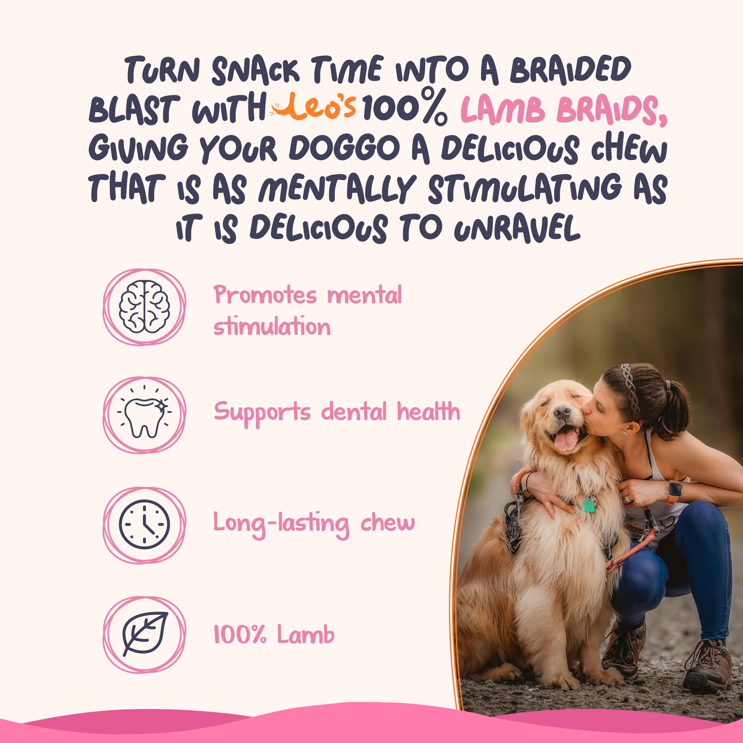 Leo's Lamb Braids for Dogs, 200 g (Pack of 2) - Image 2