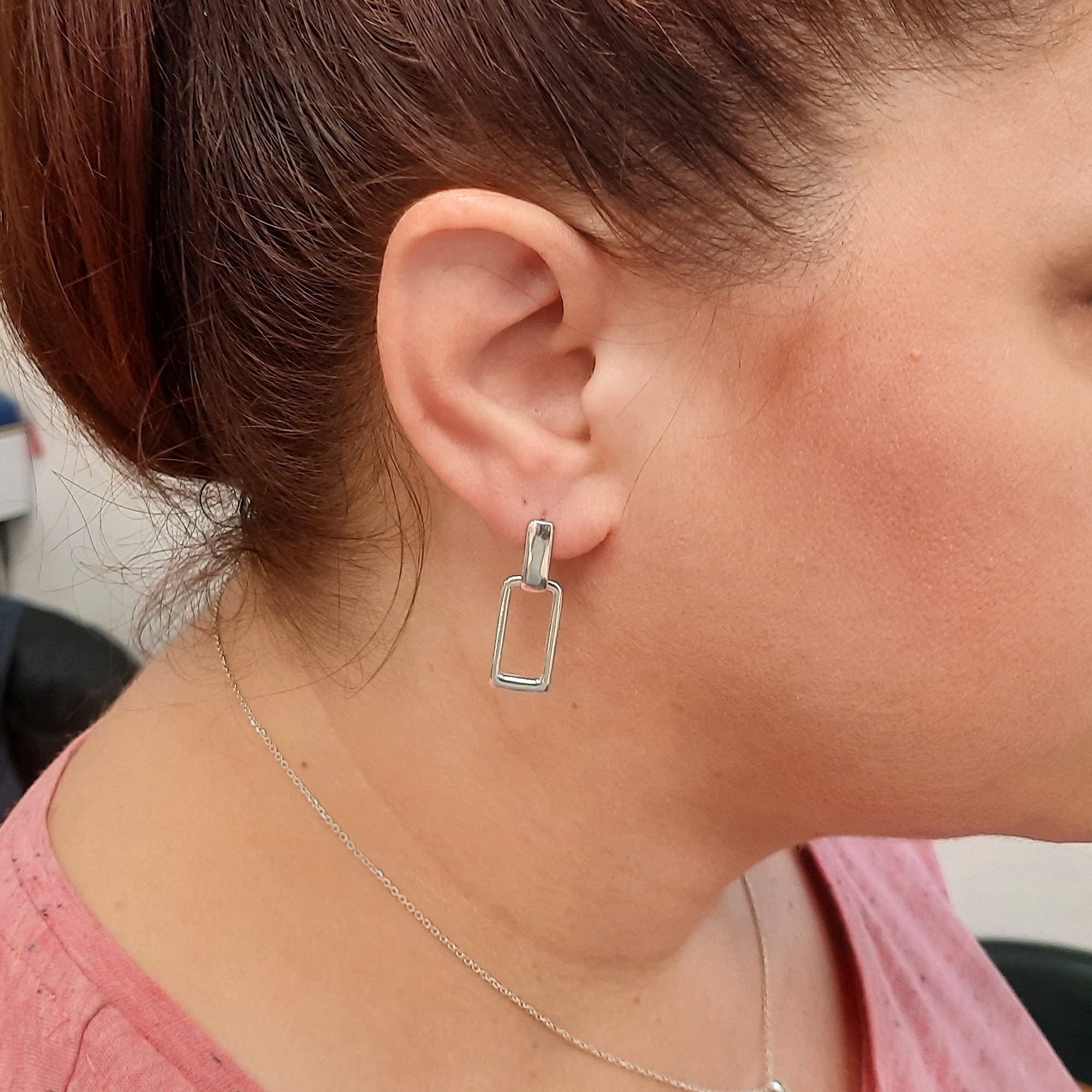 Pendientes colgantes de plata esterlina maciza con sello de 925