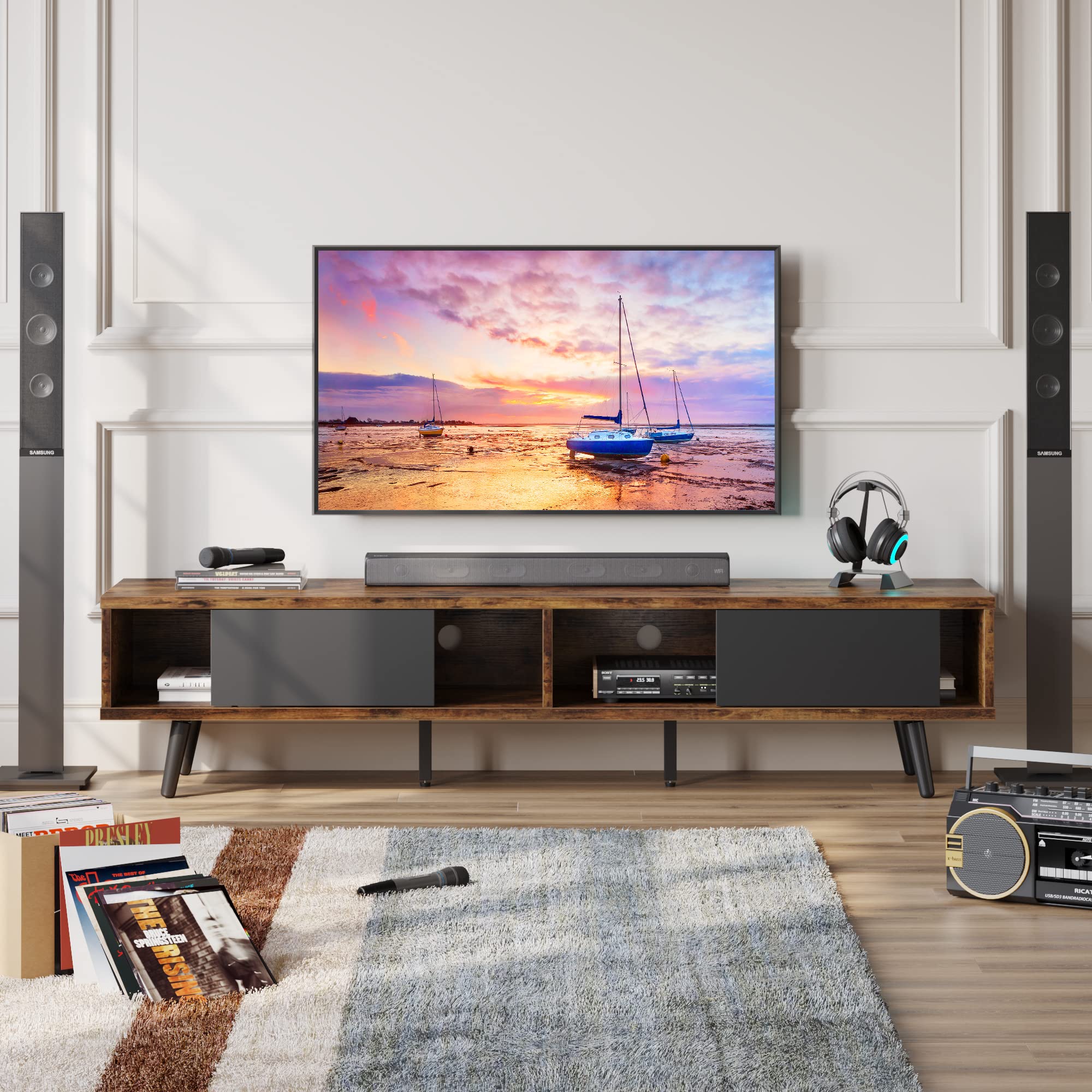 Amazon.com: Bestier 70 inch Mid Century Modern TV Stand for 75