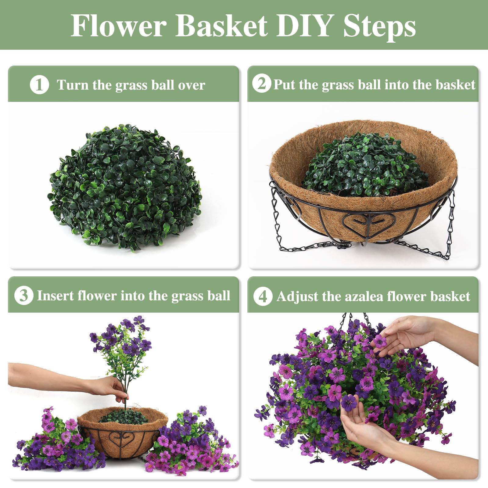 Weldomcor 2 Sets aus Seidenblumen, Blumenpflanzen, DIY, Kette, Hängekorb, Blumentopf, mehrfarbig, künstliche Blumen für Salon, Garten, Hochzeit, Terrasse, Veranda, Deck, Hof, Dekoration, 2 Farben