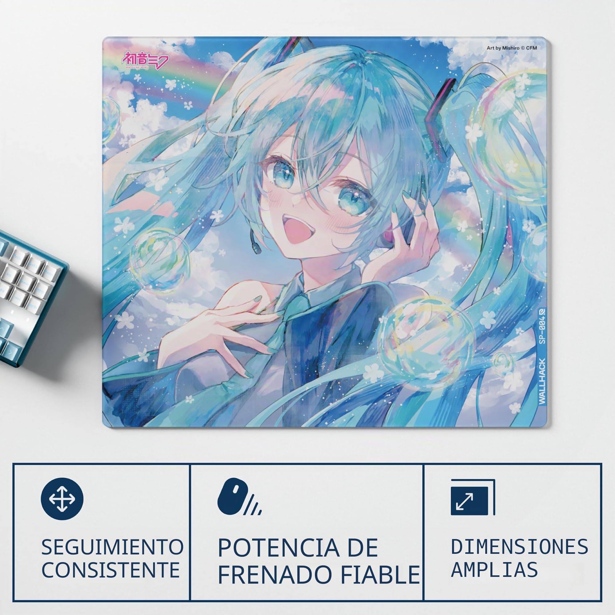 マウス・トラックボール wallhack SP-004 miku Wallhack Alfombrilla de Ratón de Vidrio para Gaming x Hatsune Miku