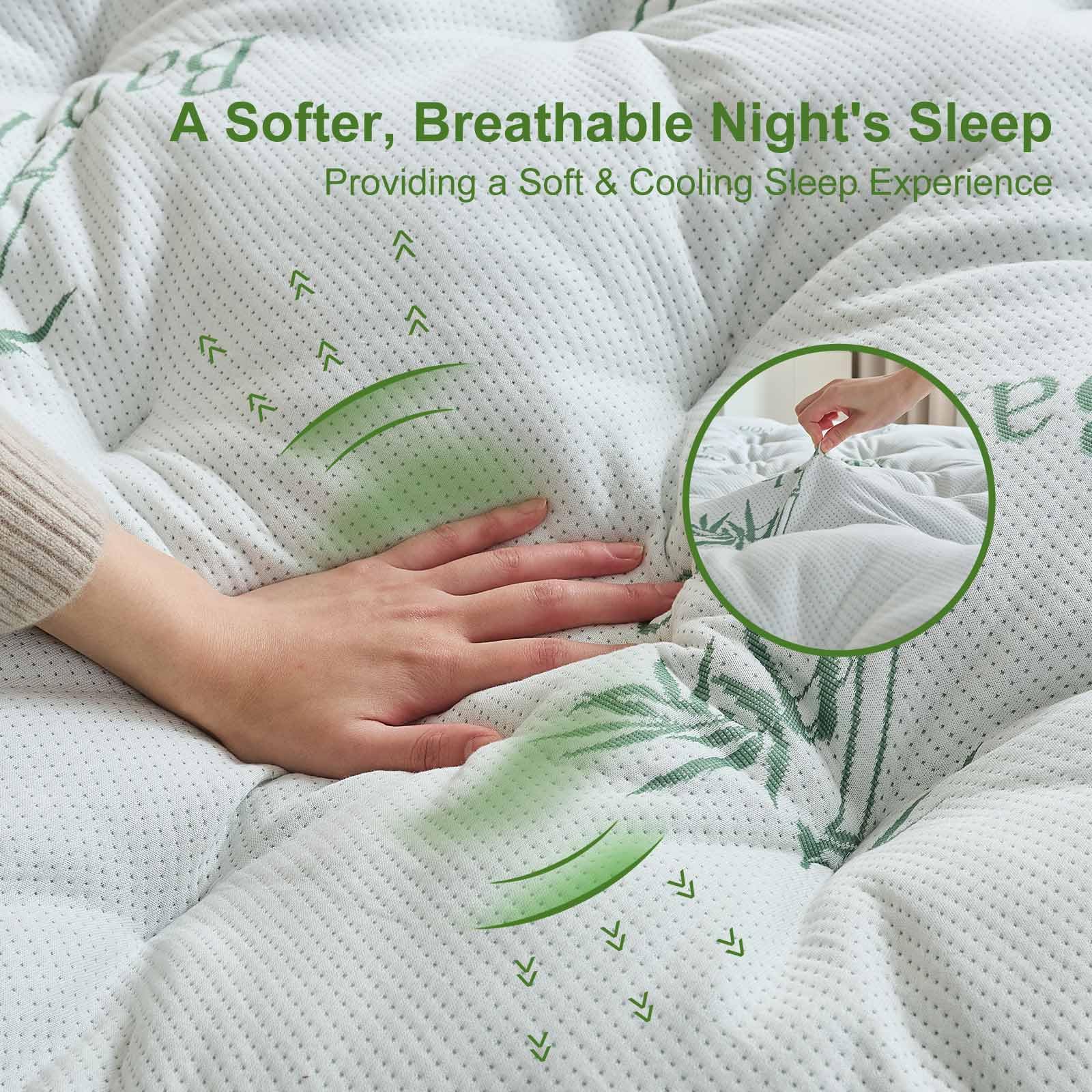 Photo 1 of Whatsbedding Memory Foam Mattress Topper Queen Size, 5 Inches Memory Foam Topper with Cooling Viscose Made from Bamboo Cover, Deep Pocket