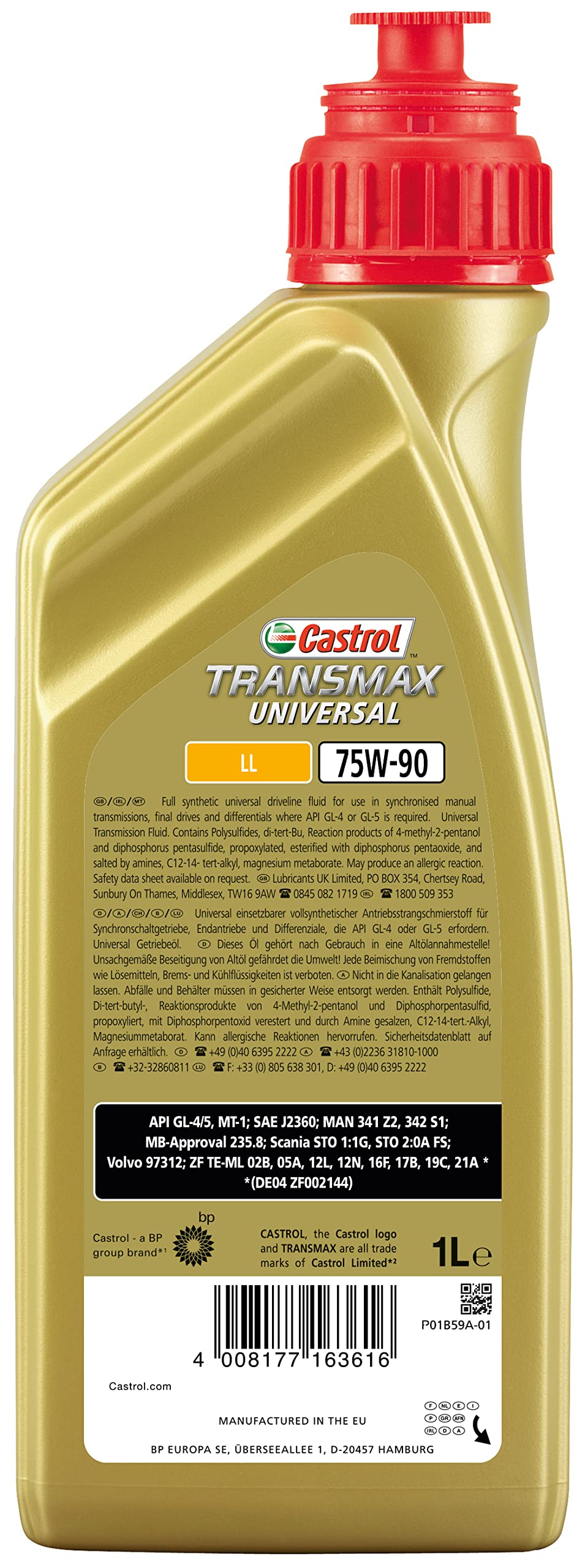 OLIO LUBRIFICANTE MULTIUSO CASTROL SYNTRAX UNIVERSAL PLUS 75W-90 1L