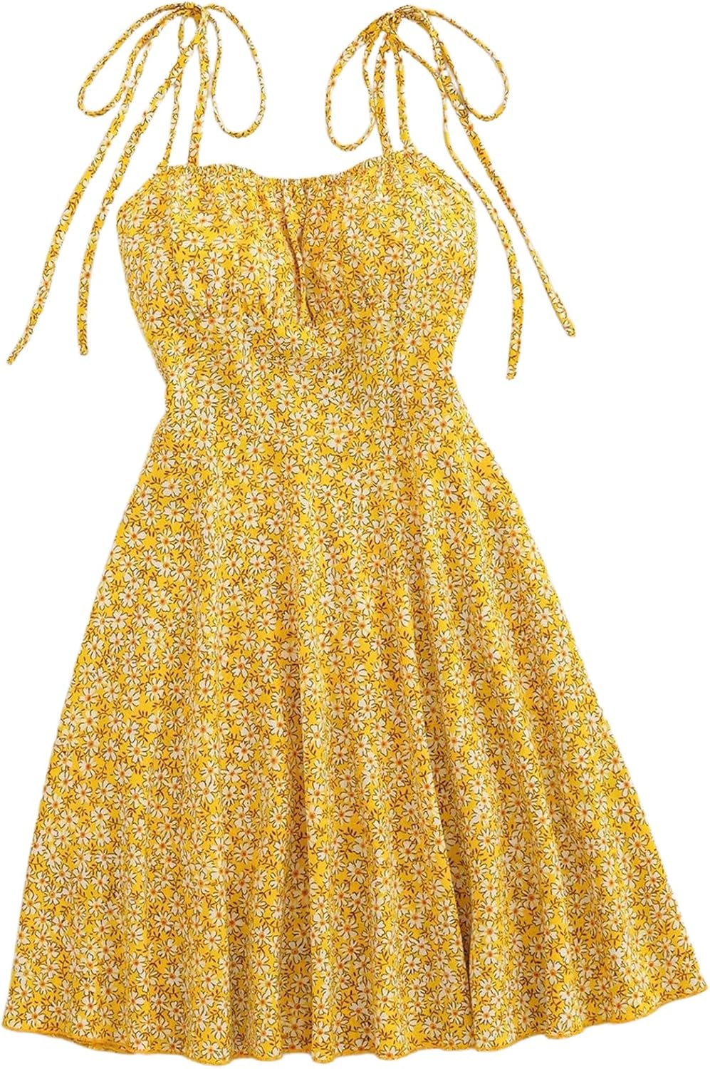 Floerns Women's Plus Size Floral Tie Shoulder Cami Dress Sleeveless Flared Mini Dresses