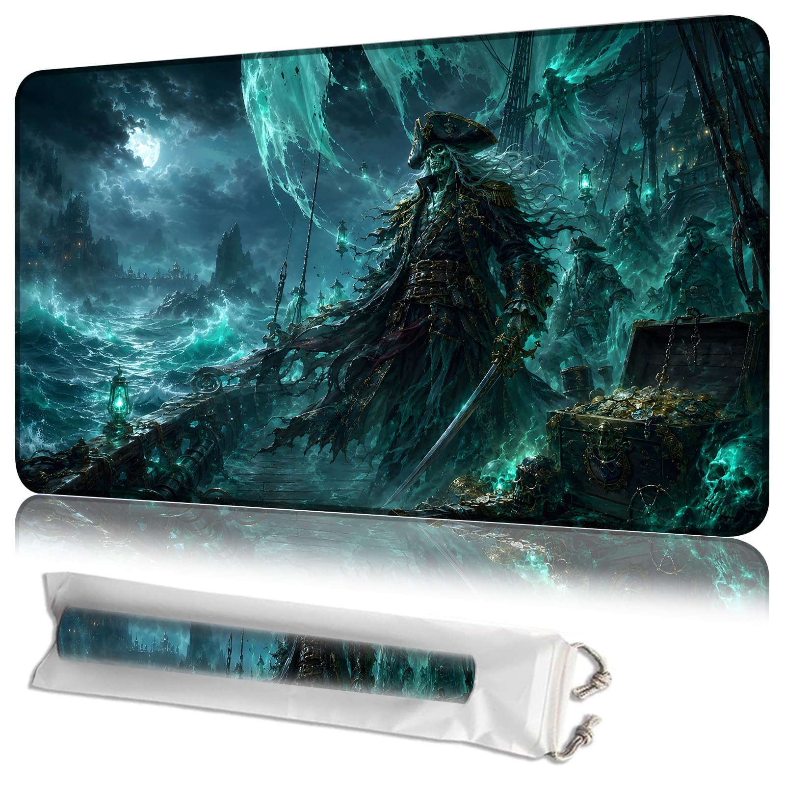 JANENFNA MTG Playmat 24 x 14 in with Storage Bag, Non-Slip Rubber Base