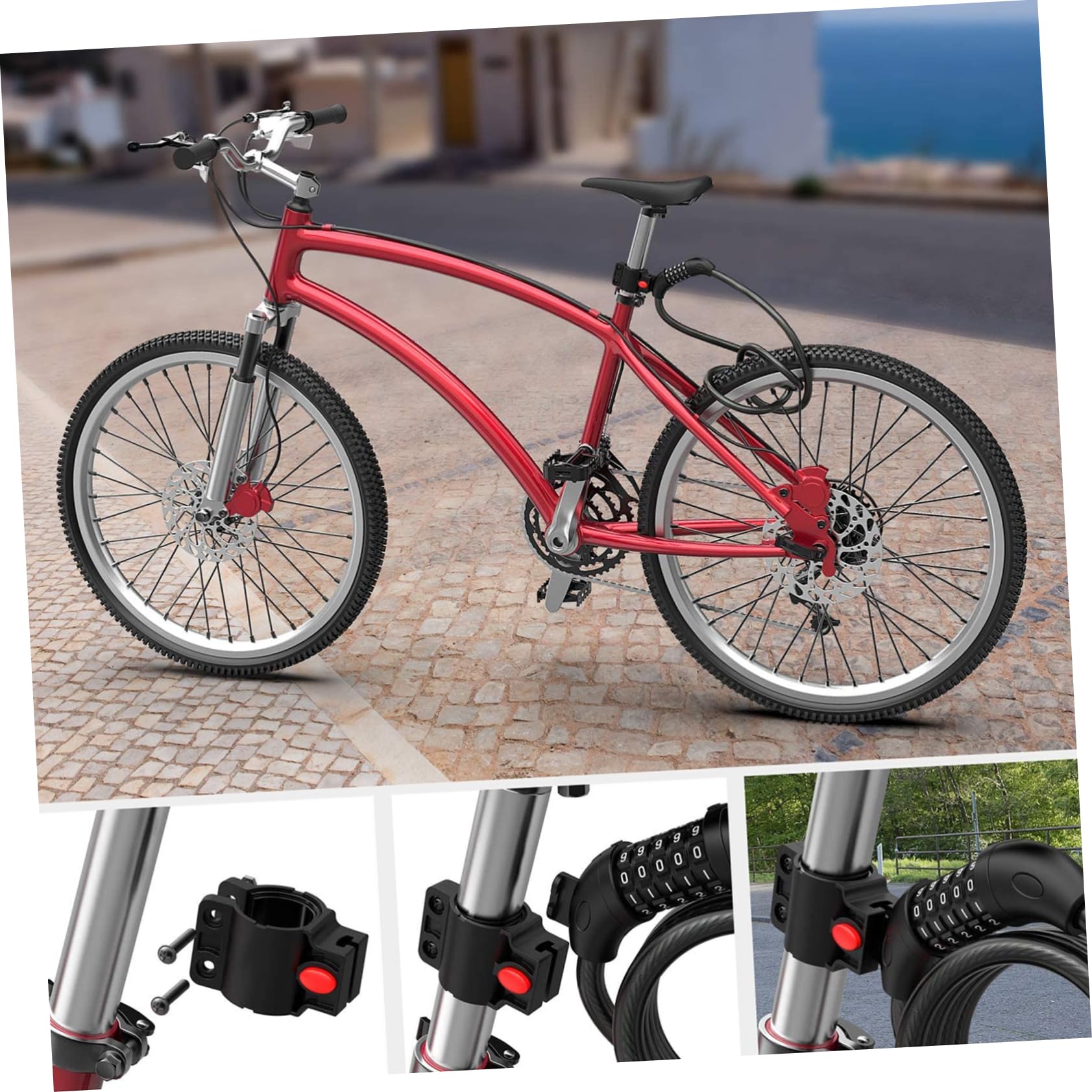 Lucchetto Catena per Bici Lucchetto di Sicurezza Cifre Ripristinabile Nero Adatto Biciclette Cancelli Recinzioni Scale